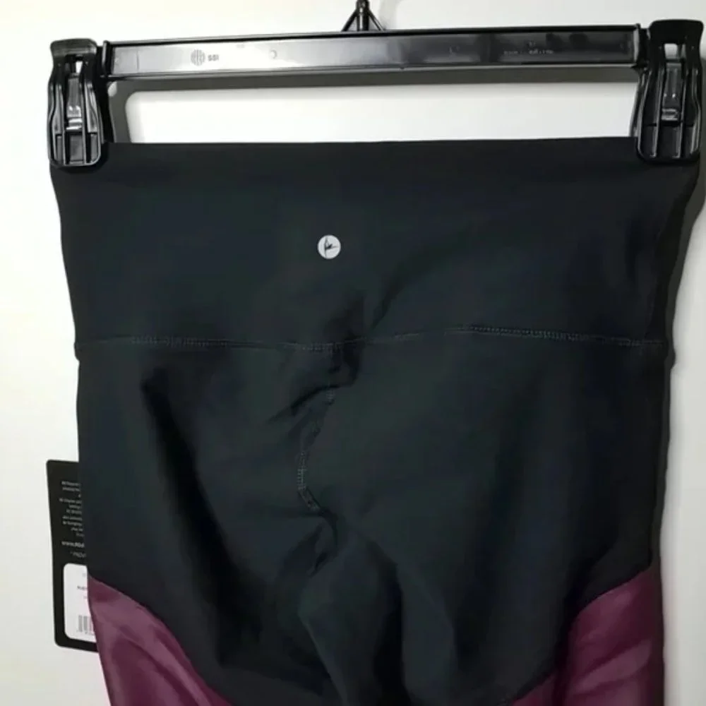 90 Degree by Reflex High Waisted Leggings Colorblock S Ruby Black - Picture 11 of 12